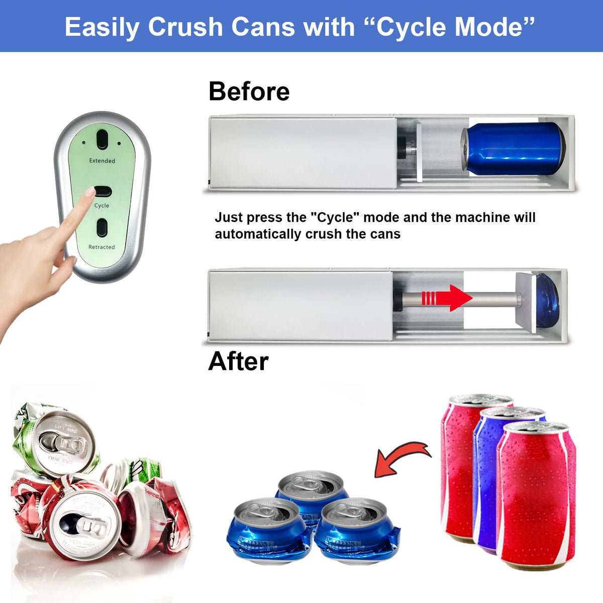 Electric Can Crusher with Button Controller A8588