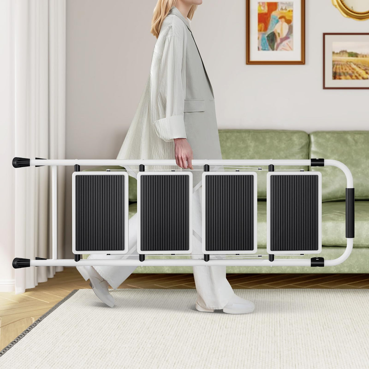 4 Step Folding Step Stool with Anti-Slip Wide Pedal V388500