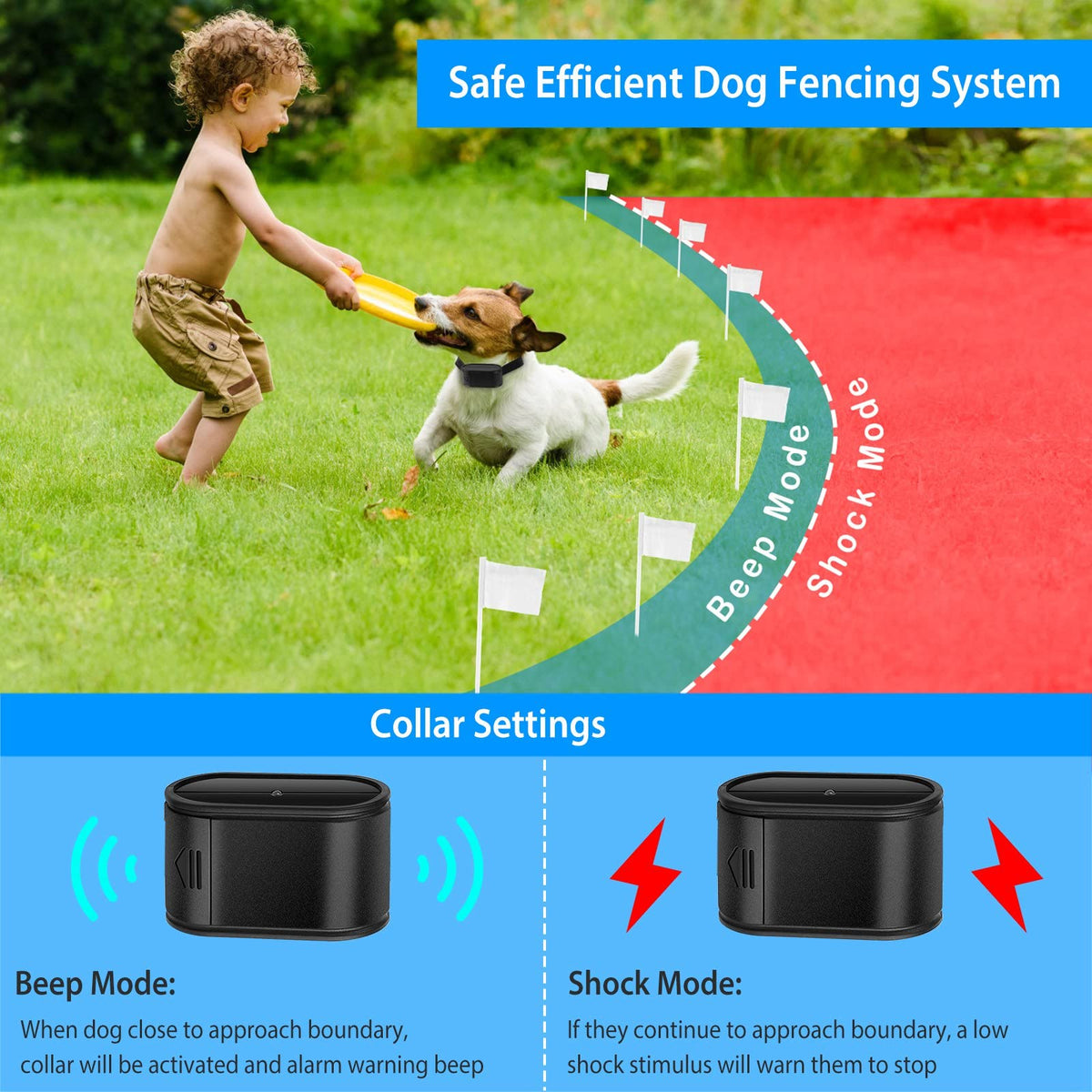 Electric Dog Fence System with 2 Waterproof Collar K57604