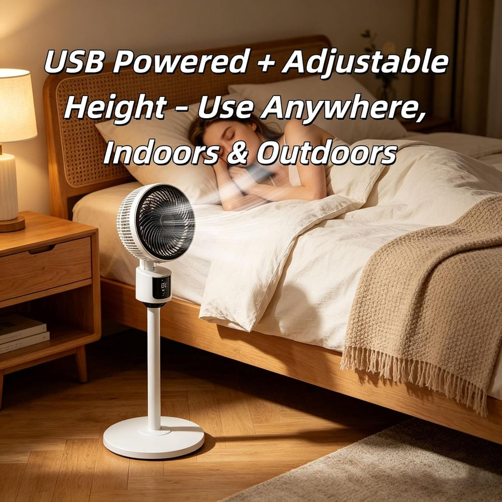 Standing Fan with 90° Oscillation, 3 Speeds, Adjustable Height F5048