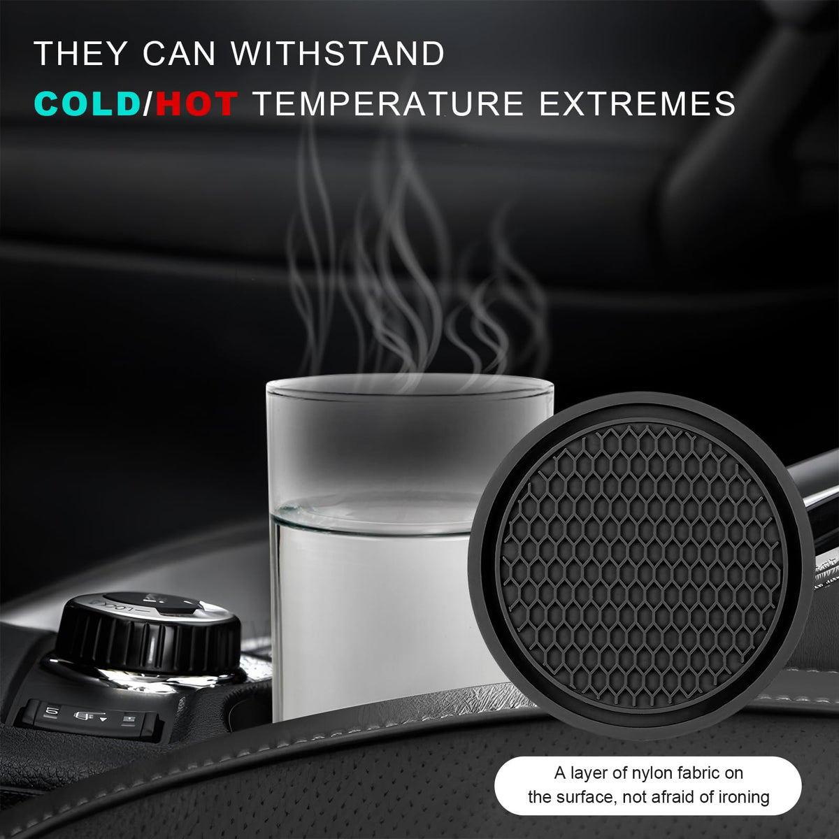 Black Non-Slip Silicone Car Cup Coasters O32408