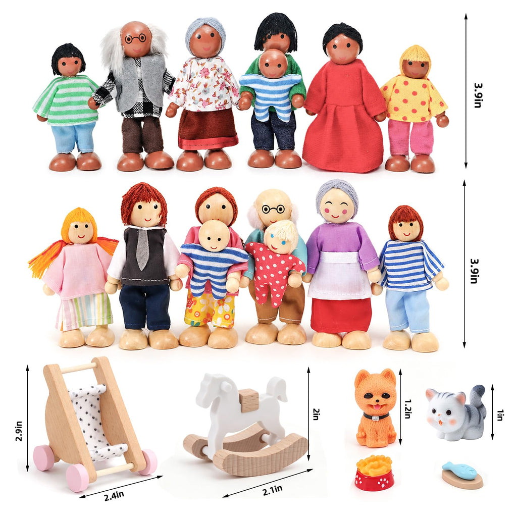 Wooden Dollhouse Family Set Figures R942949