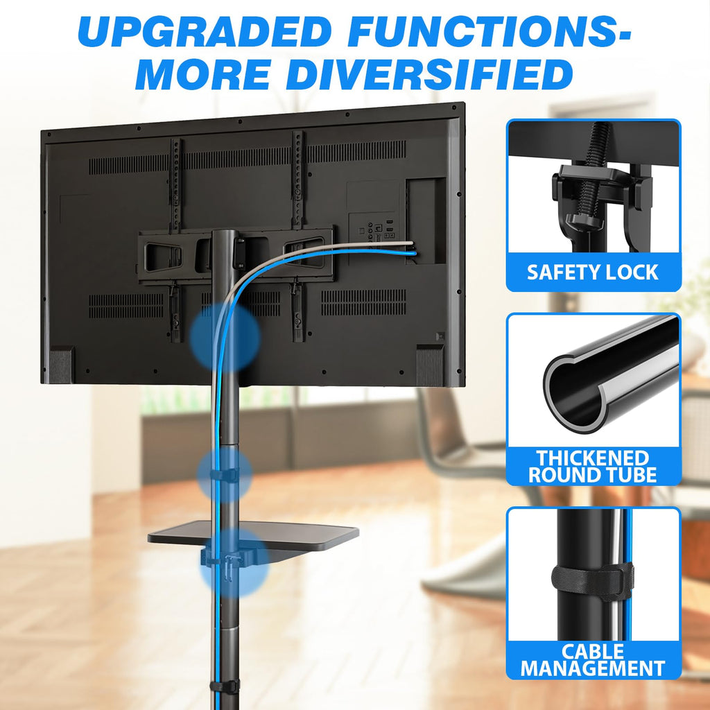 Mobile TV Stand for 23-65 Inch Flat Curved TVs Black P2362