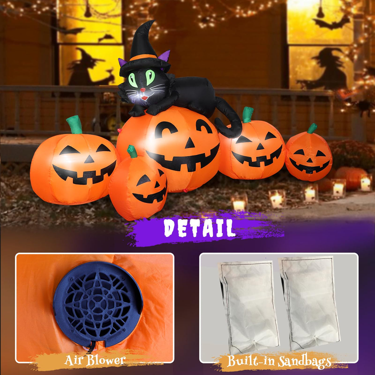 5FT Lighted Inflatable Pumpkin Outdoor Decoration L20680