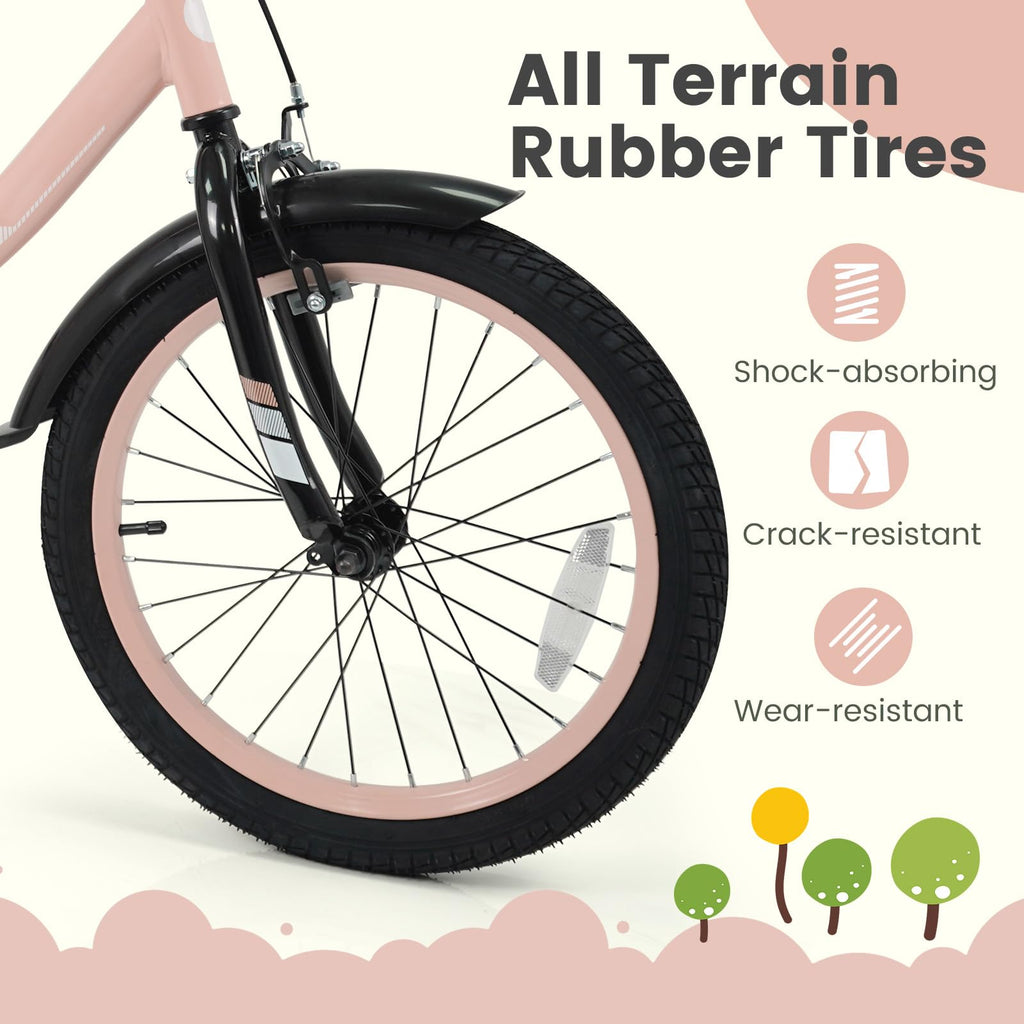 Kids Bike with Removable Training Wheels, Dual Brakes, Adjustable Seat & Handlebar S124