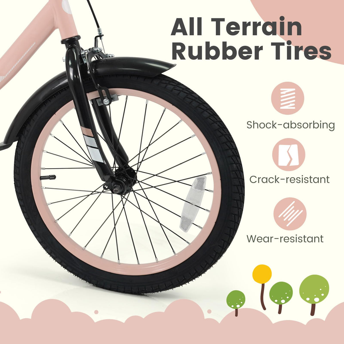 Kids Bike with Removable Training Wheels, Dual Brakes, Adjustable Seat & Handlebar S124