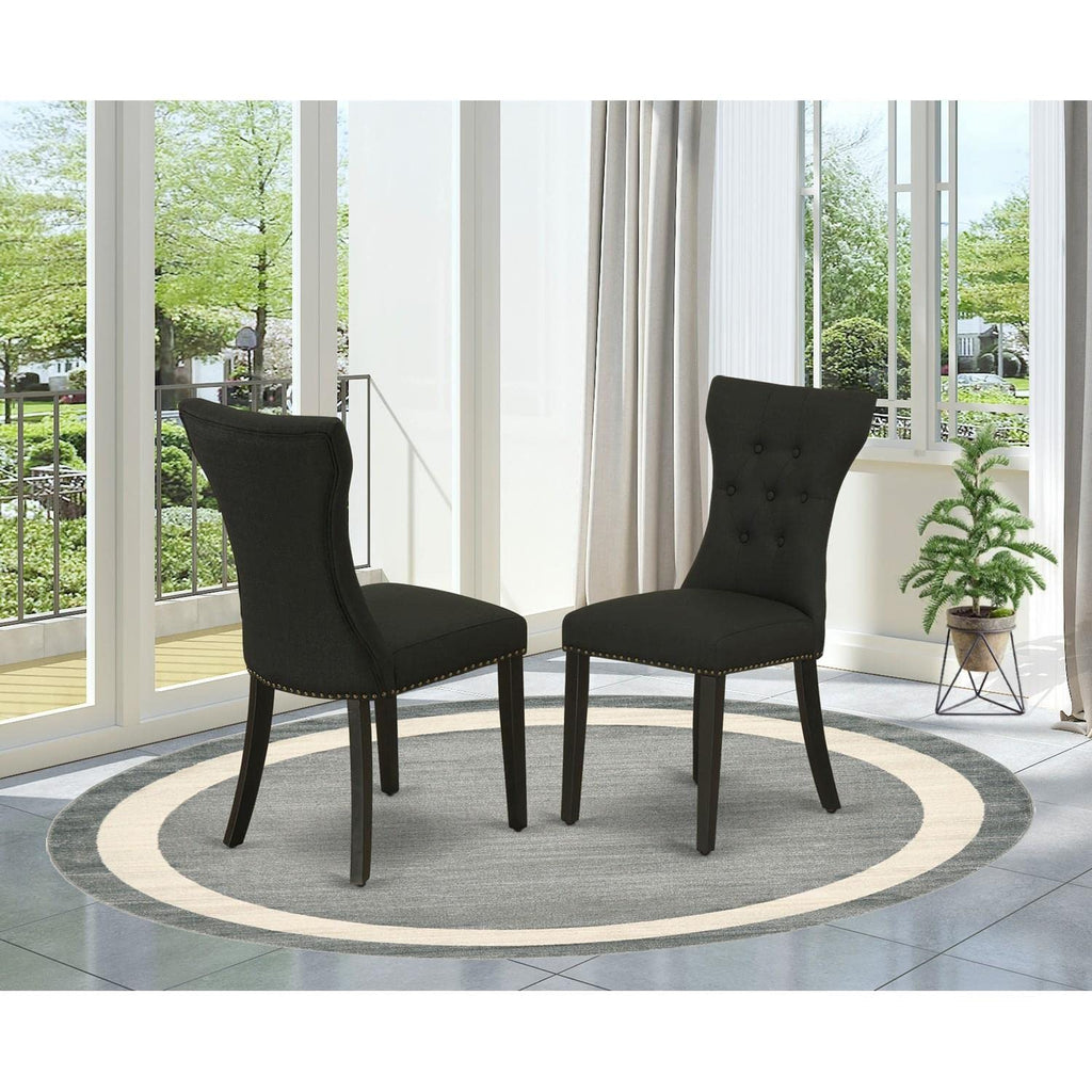 Black Linen Fabric Upholstered Dining Chairs Set of 2 X5252