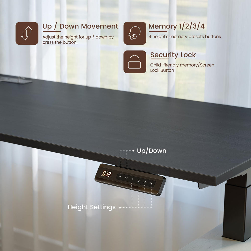 L Shaped Electric Standing Desk with Hutch and Drawers V33810