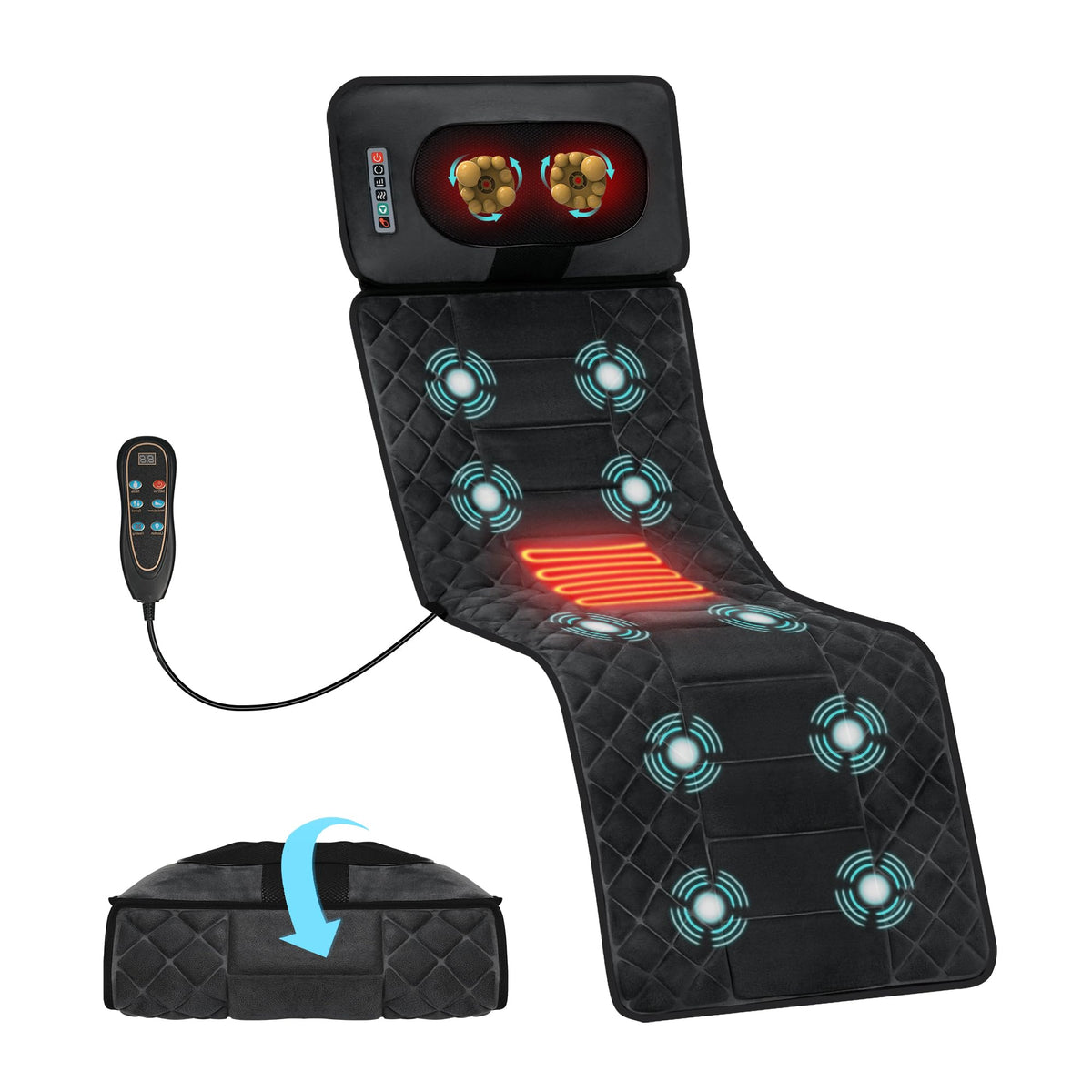Full Body Massage Mat with Heat 10 Motors 9 Speeds 9 Modes O655874