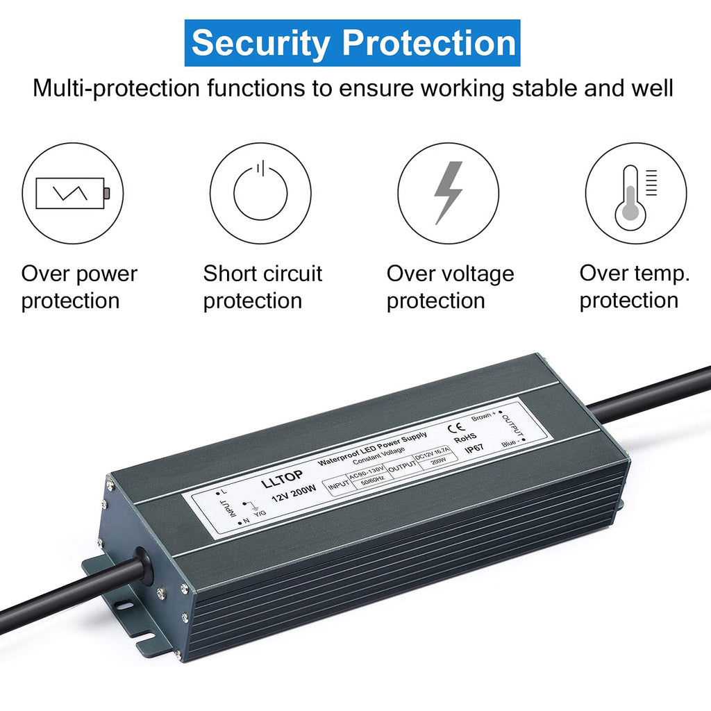 12V DC Waterproof IP67 Power Supply 200W 16.7A O468
