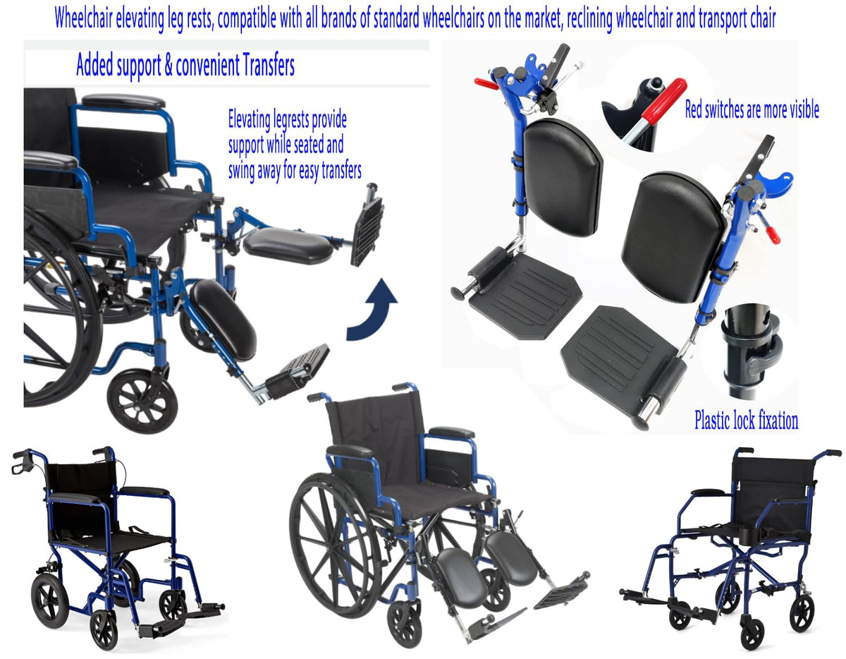 Blue Wheelchair Elevating Leg Rest with Padded Calf Pad M461