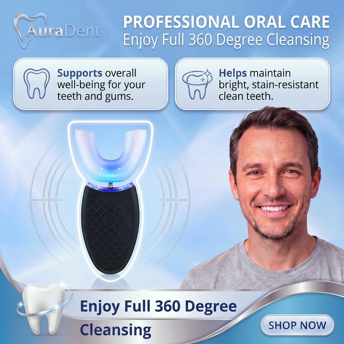 2 Pack U Shaped Automatic Toothbrushes W757059