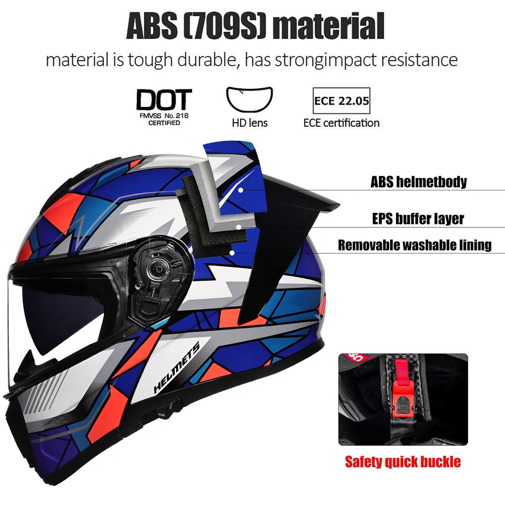 Flip-Up Full Face Motorcycle Helmet with Dual Visors T123382