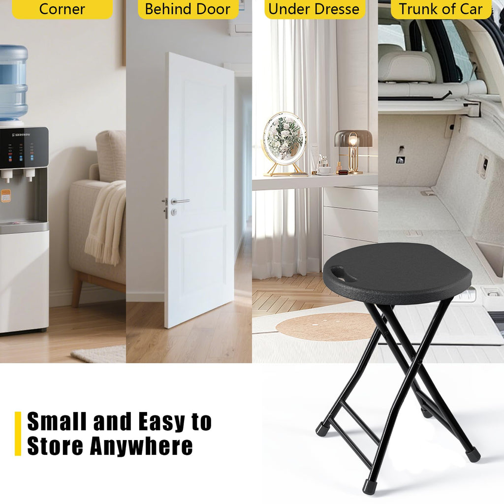Black 18 Inch Folding Stool with Handle, Pack of 2 C431998