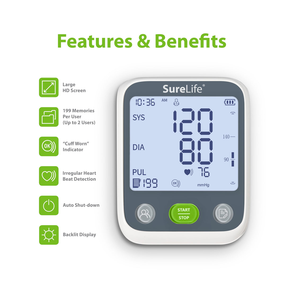 Upper Arm Blood Pressure Monitor with Arm Cuff P2765