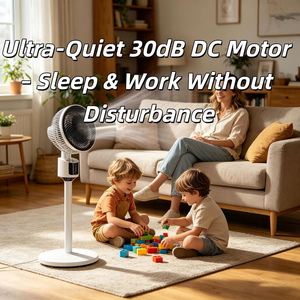 Standing Fan with 90° Oscillation, 3 Speeds, Adjustable Height F5048