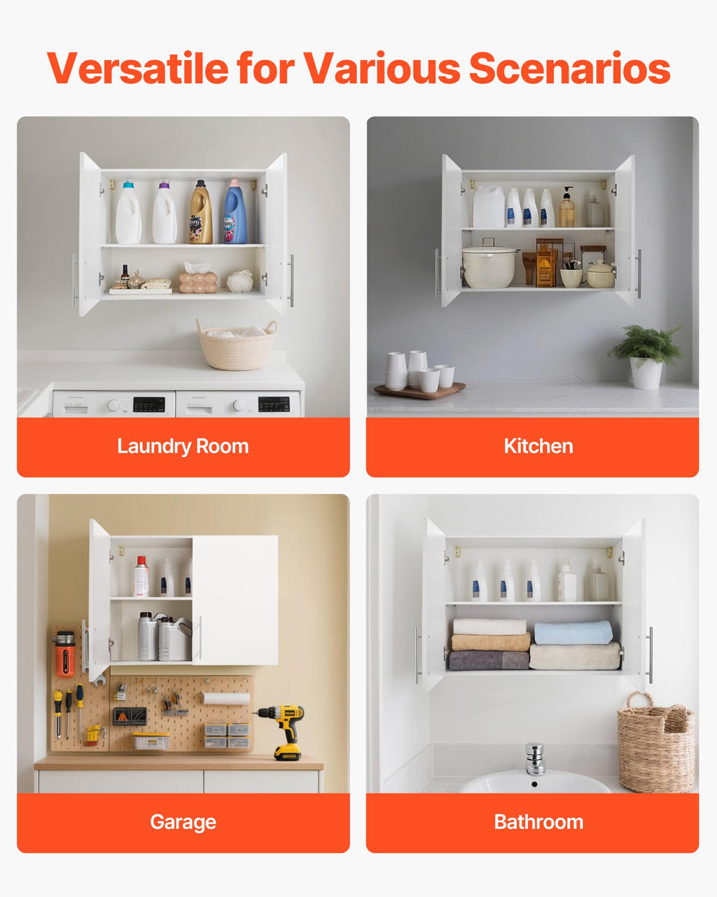 White 2-Tier Wall Mounted Cabinet with Adjustable Shelf Q123