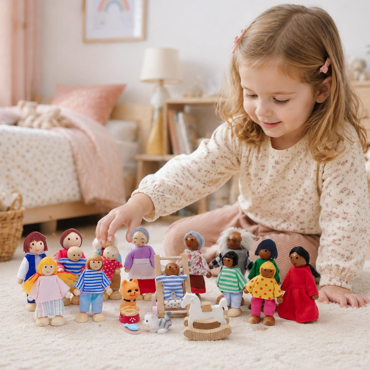 Wooden Dollhouse Family Set Figures R942949