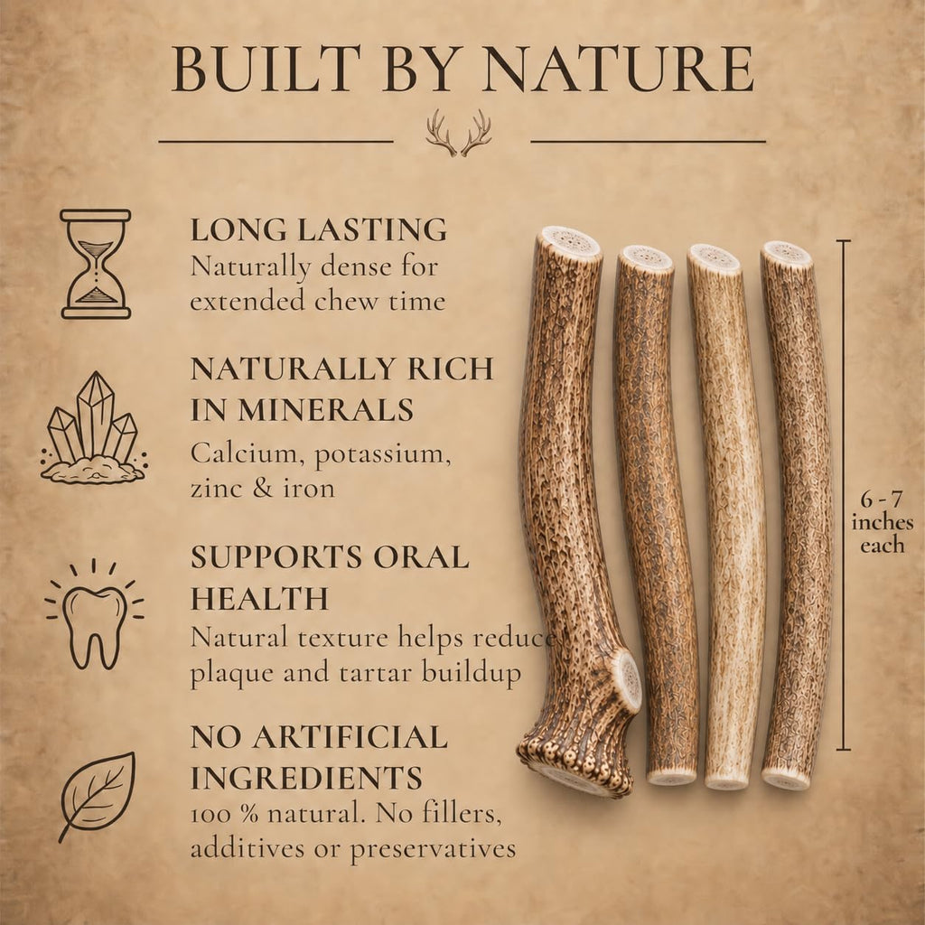 Whole Deer Antlers for Dogs 1 lb Bulk Pack Y654735