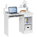 White Computer Desk with Keyboard Tray, Drawers, and Shelves R26811