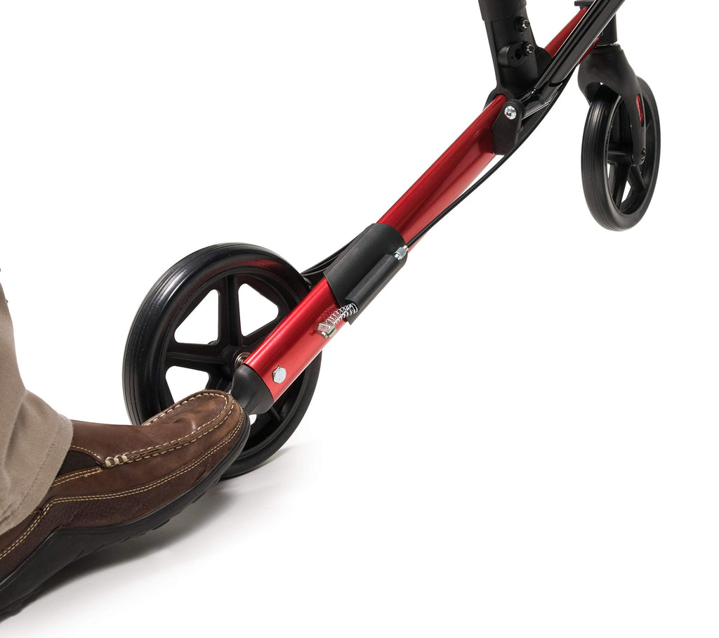 Tall Rollator Walker with Seat 8” Wheels Apple Red U5216