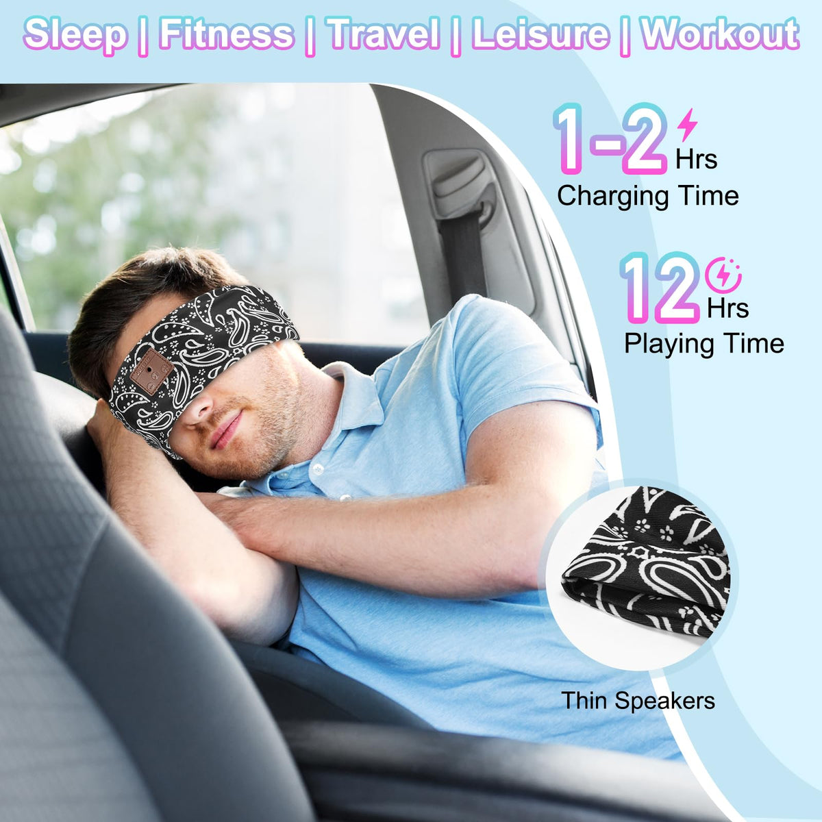 2-Pack Bluetooth 5.4 Headband Headphones Black&Blue F69675