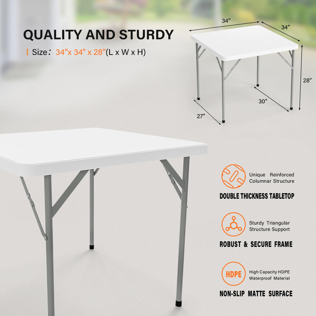 White 34 inch Folding Card Table W934