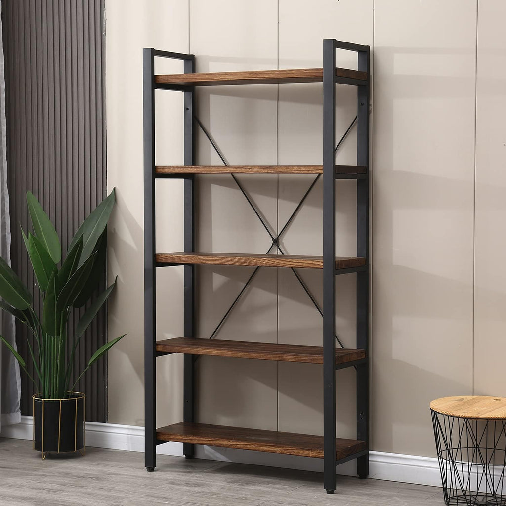 5 Tier Solid Wood Metal Bookcase T311
