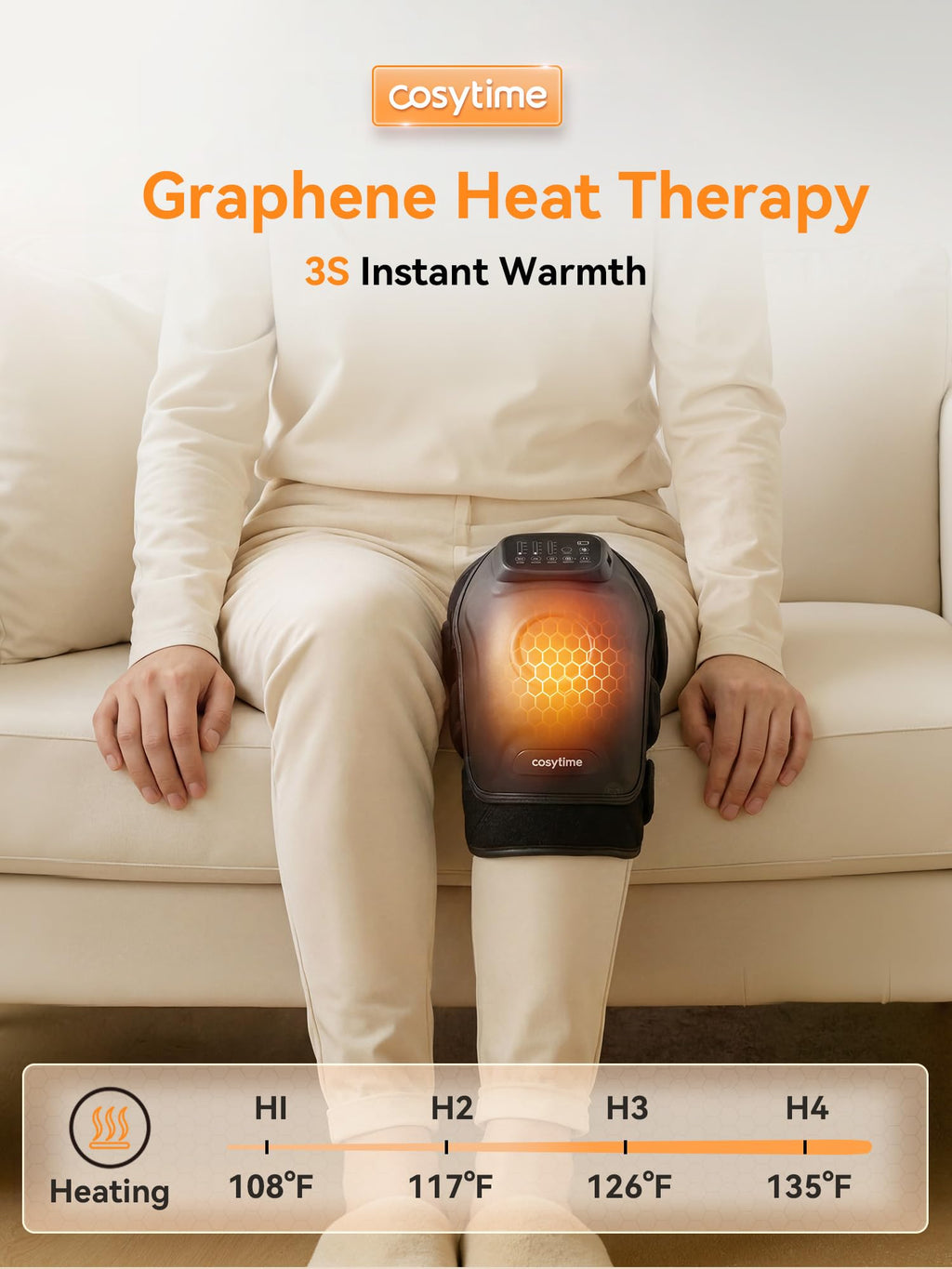 Cordless Knee Massager with Airbag Compression and Heat U95117