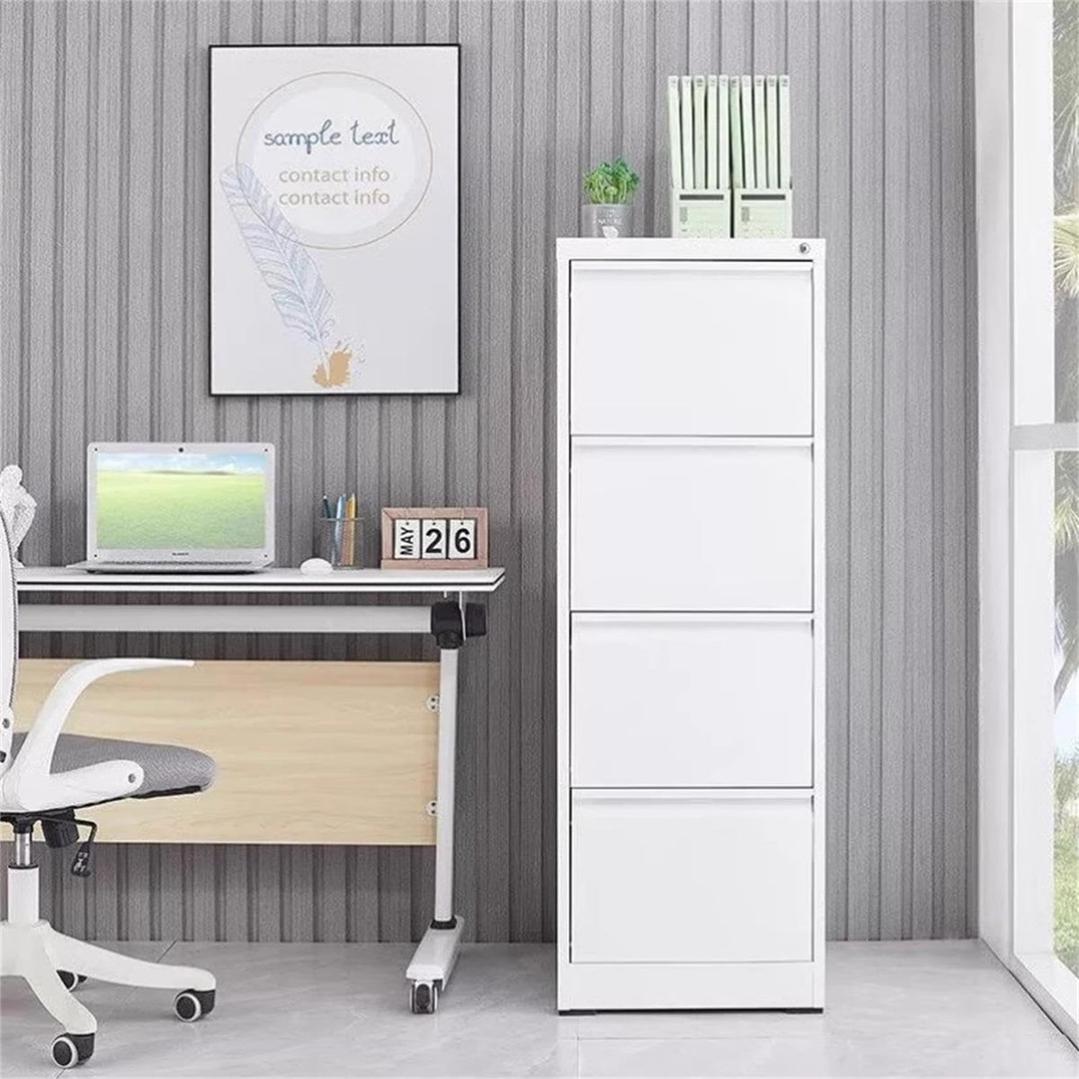 4 Drawer Vertical Metal File Cabinet with Lock F32962