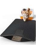 Double-Layer Urine-Proof Black Cat Litter Mat D8666
