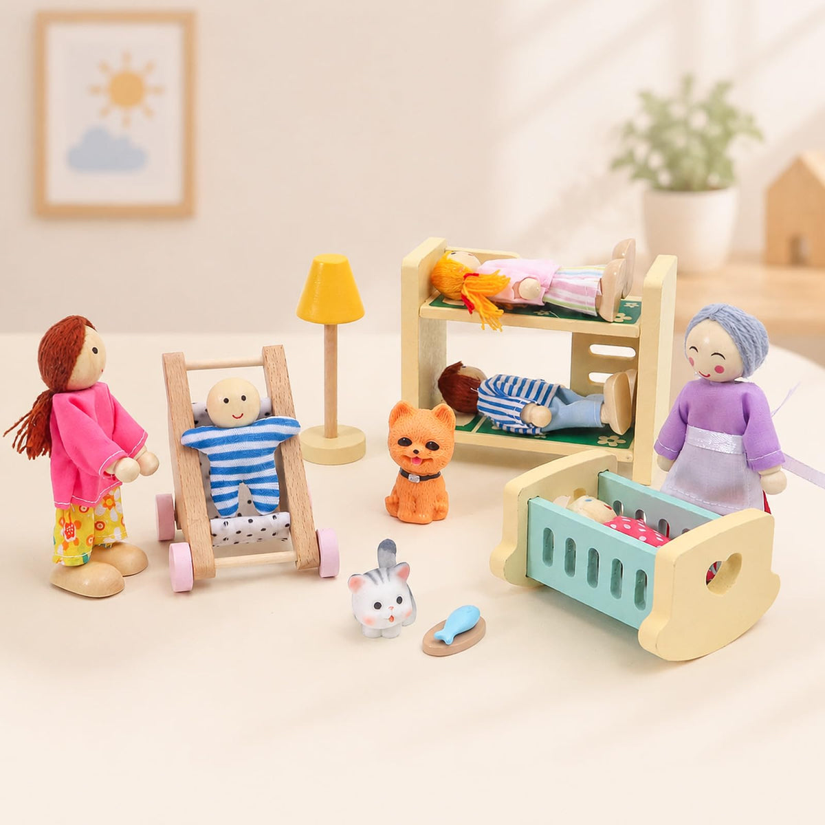 Wooden Dollhouse Family Set Figures R942949