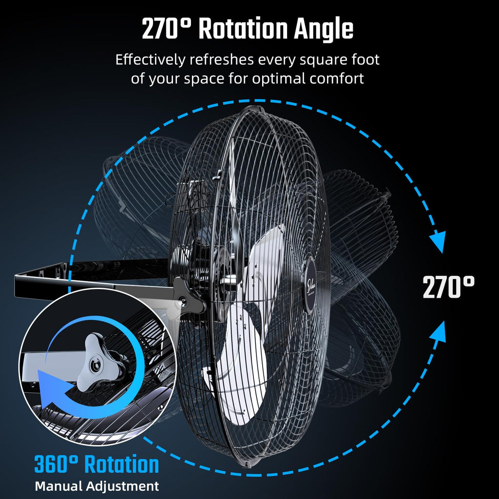 20 Inch High Velocity 3 Speed Black Wall-Mount Fan P804905