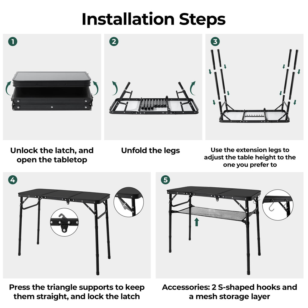Folding Camping Table with Adjustable Height G173137