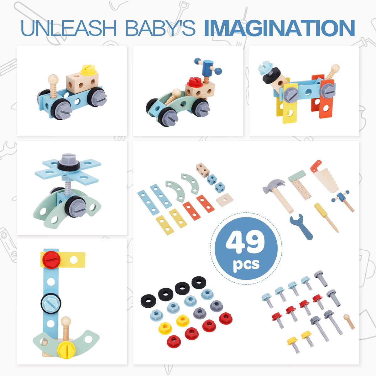 Wooden Baby Walker and Tool Bench Y504