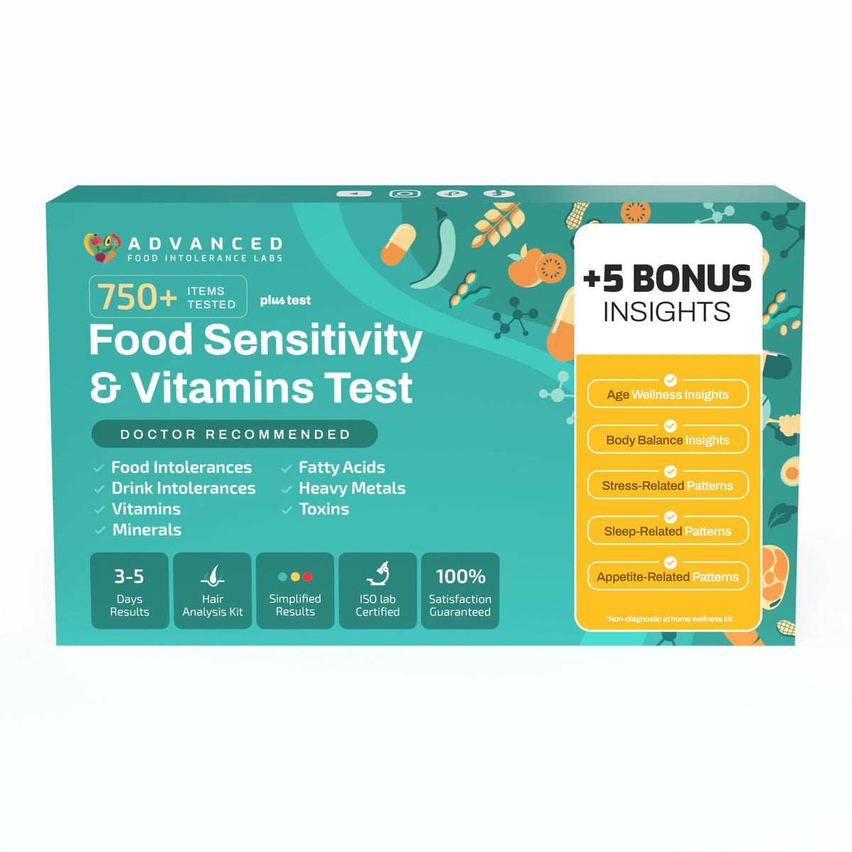 750+ Foods Drinks Vitamins At-Home Wellness Test Kit D445449