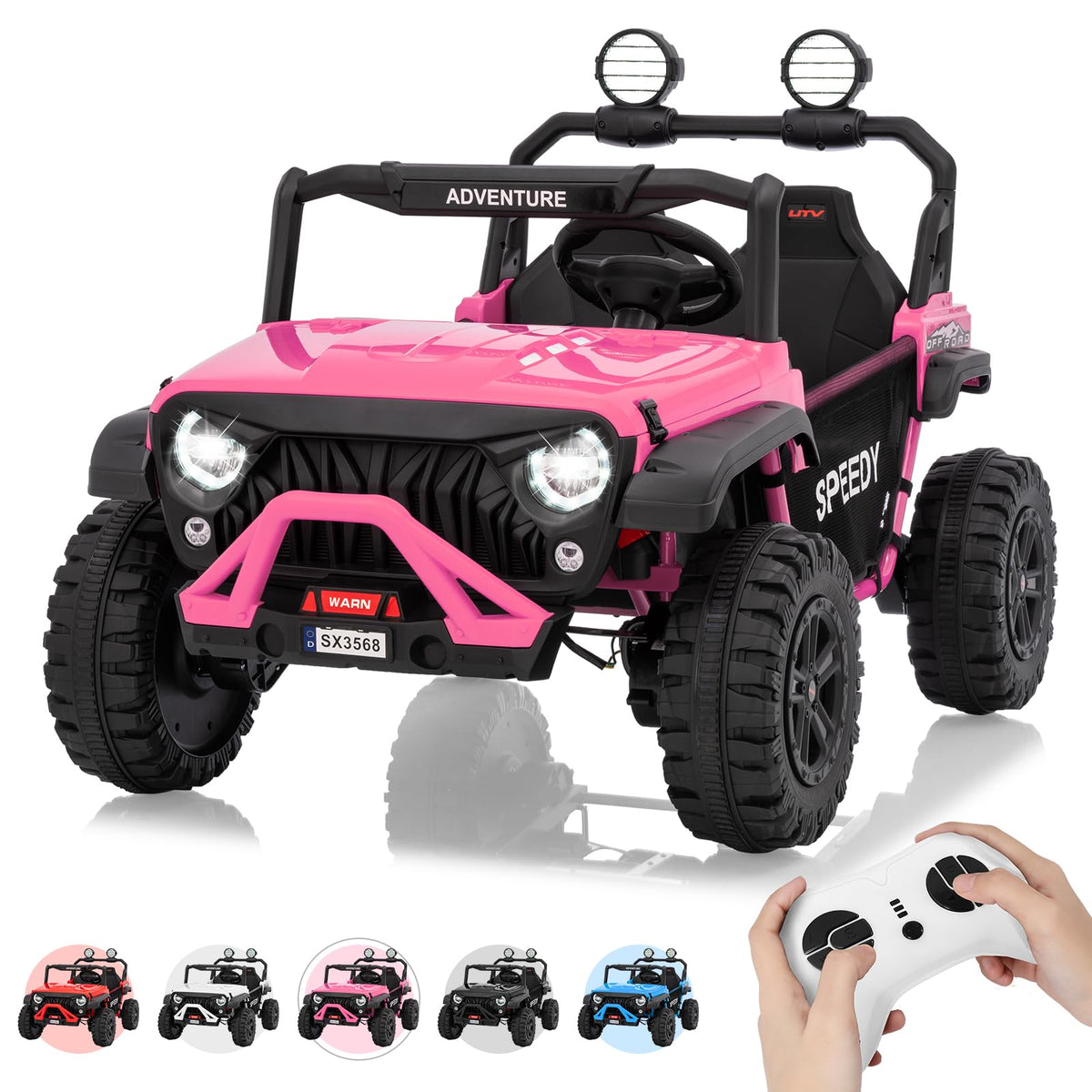24V 4WD 2 Seater Ride on Car with Remote Control, Pink Z318