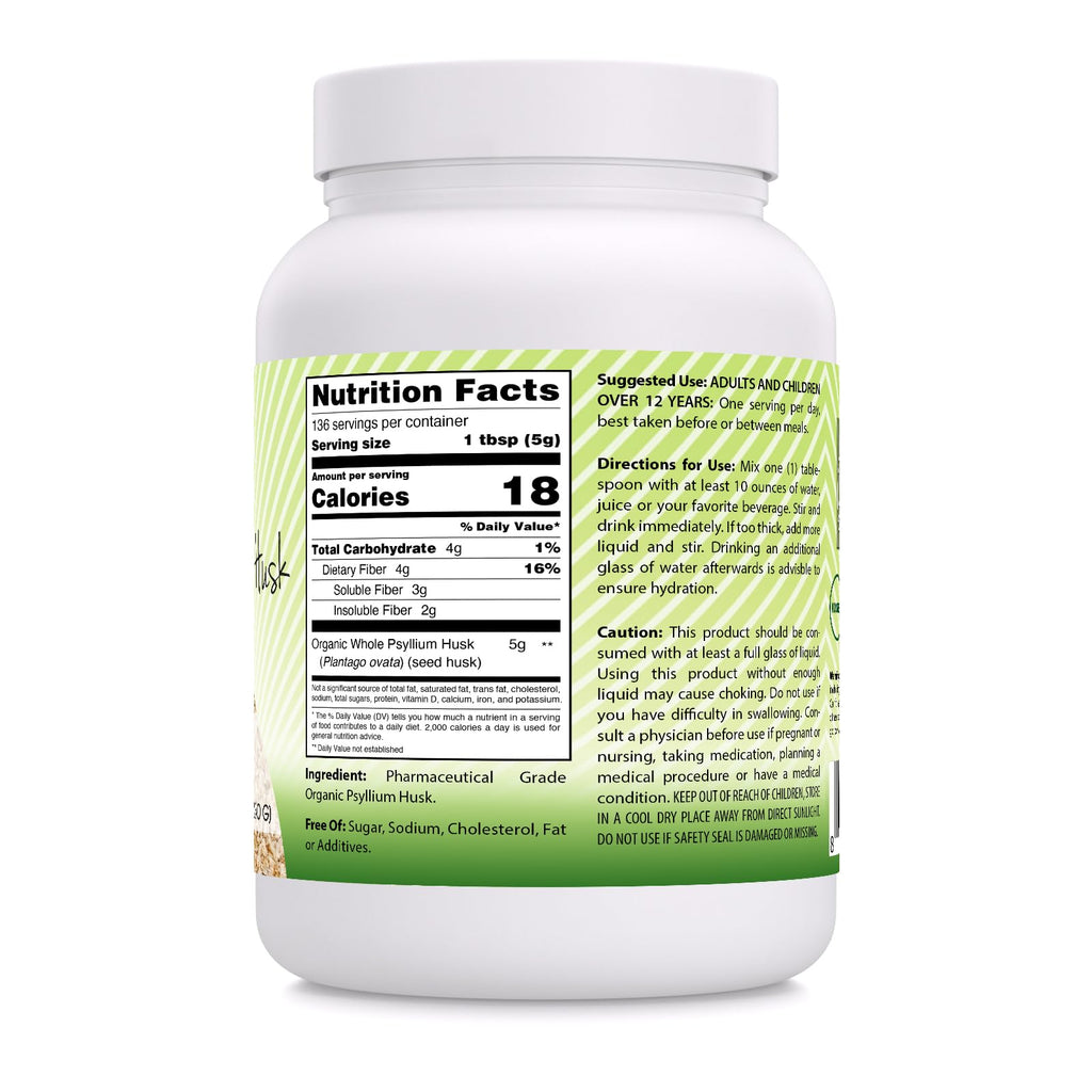 Organic Whole Psyllium Husk Powder 24 Oz B43281