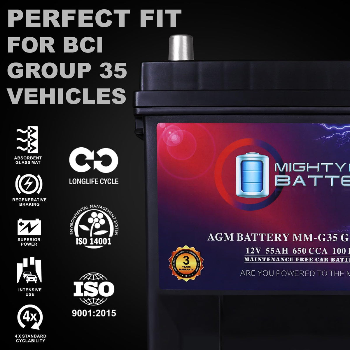 12V 55Ah AGM Replacement Battery K7445