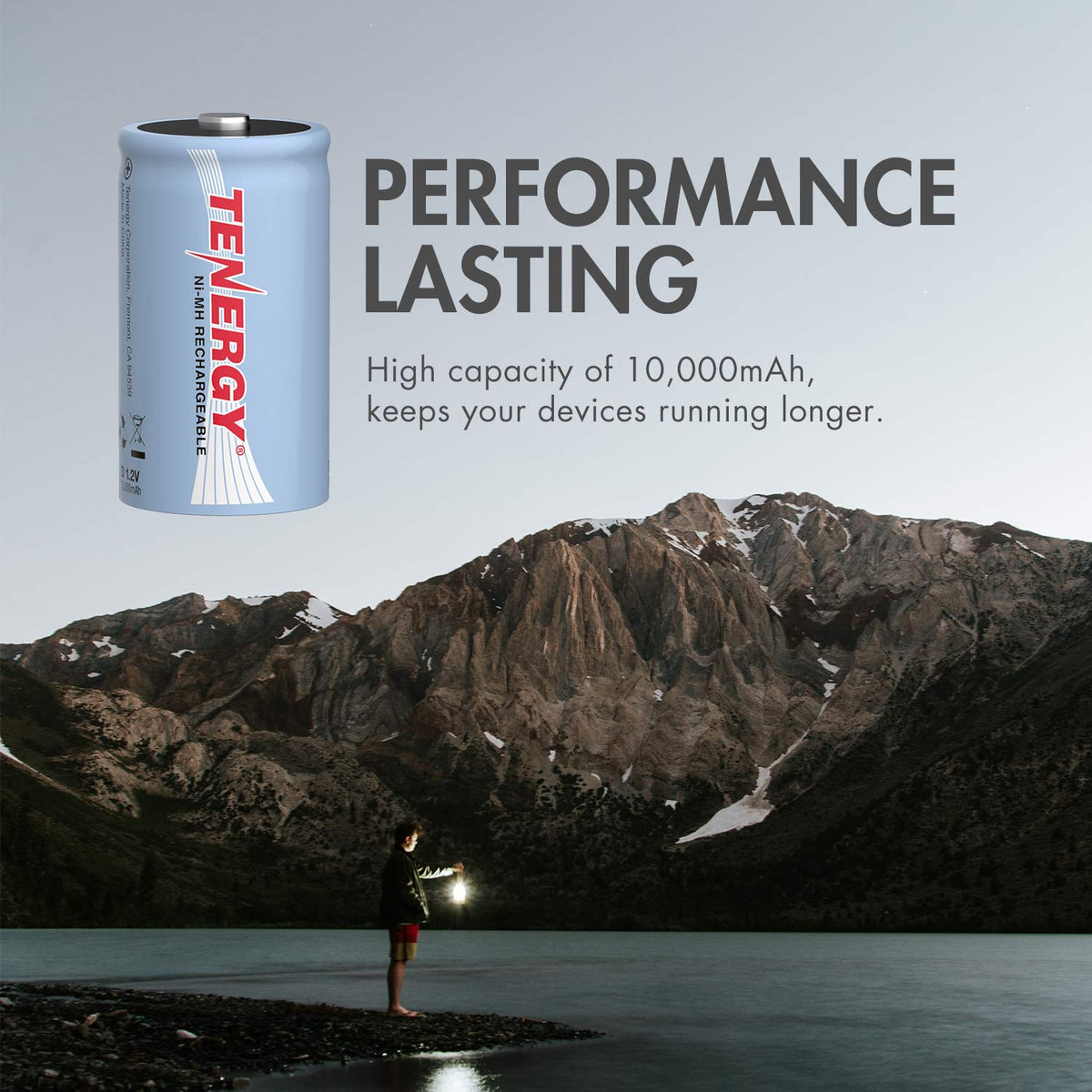 D Rechargeable Batteries 10000mAh NiMH 8-Pack I8360