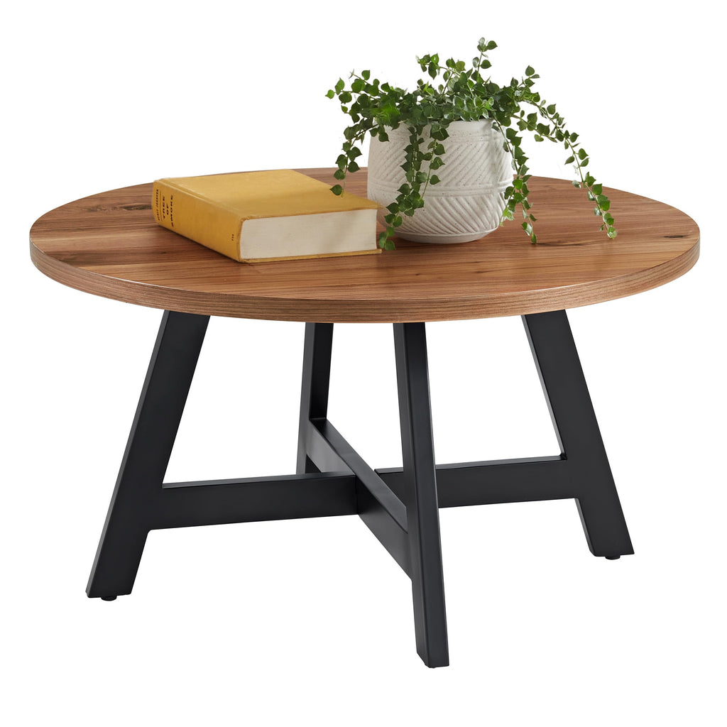 Round Wood Top Metal Base Coffee Table H35291