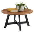 Round Wood Top Metal Base Coffee Table H35291
