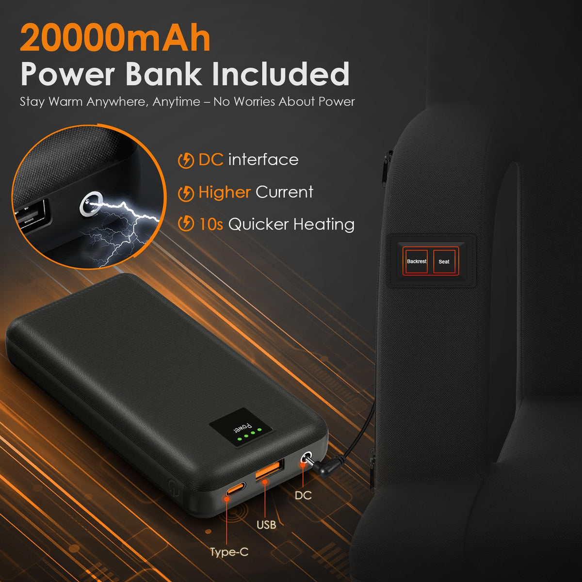 Heated Stadium Seats for Bleachers with Power Bank O8283