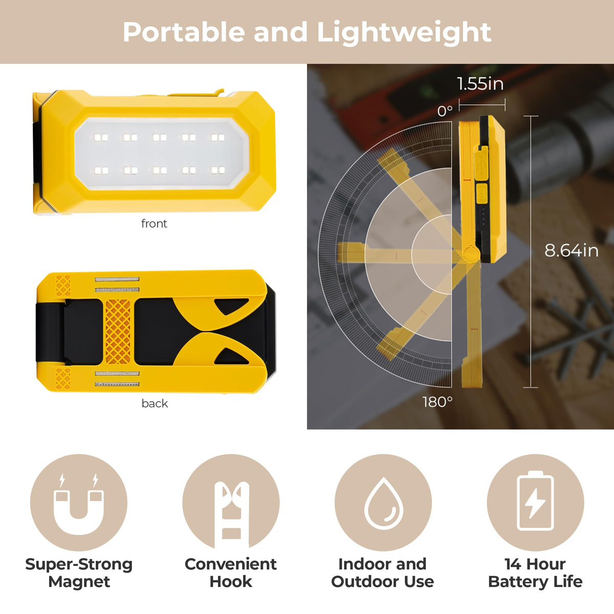 Rechargeable Magnetic LED Work Light 2.5W 1,500 Lumens P54023