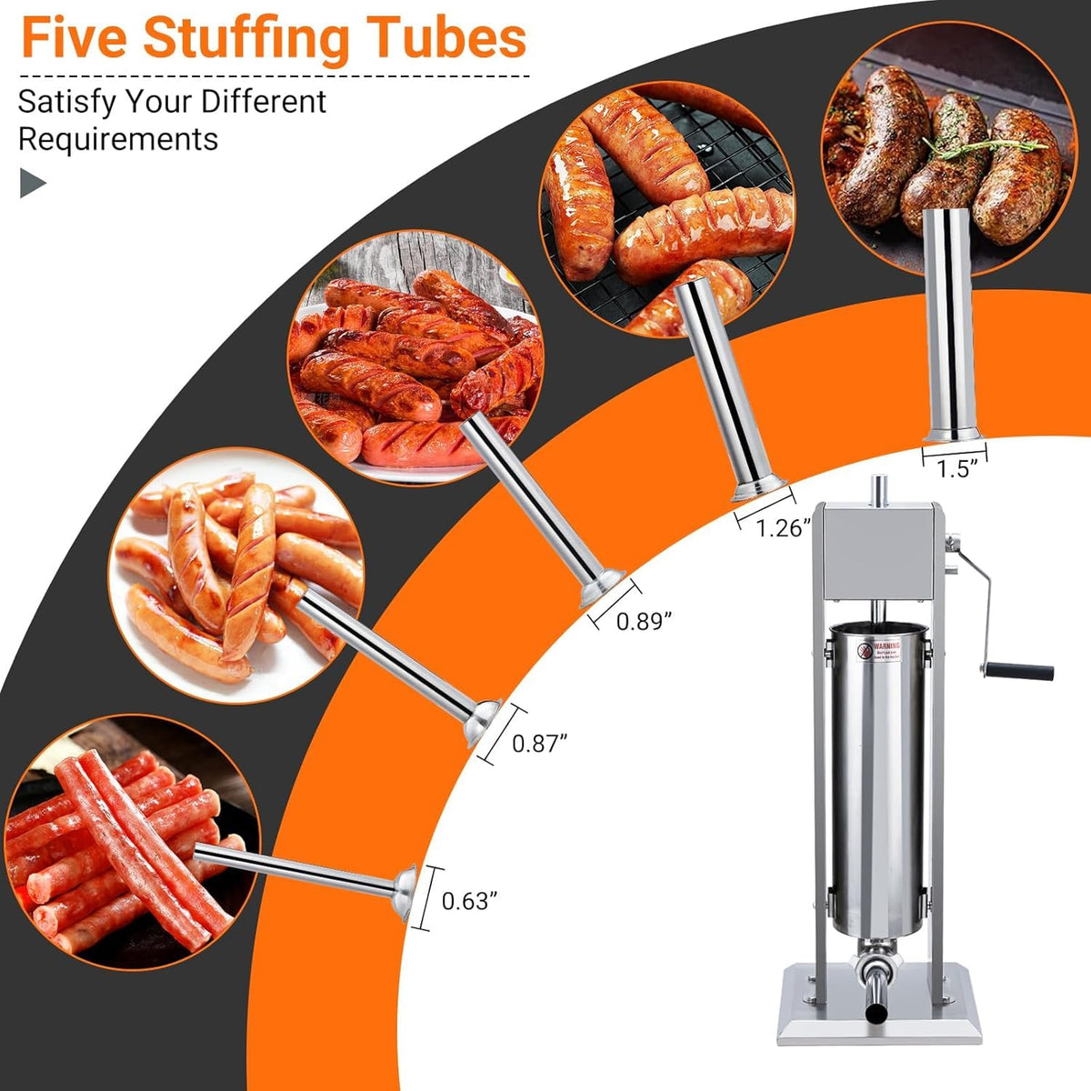 15L Sausage Stuffer with 5 Stainless Steel Tubes F850