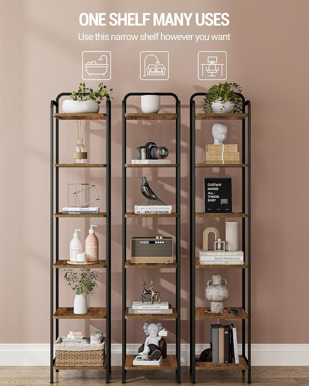 Narrow Industrial Bookcase G79139