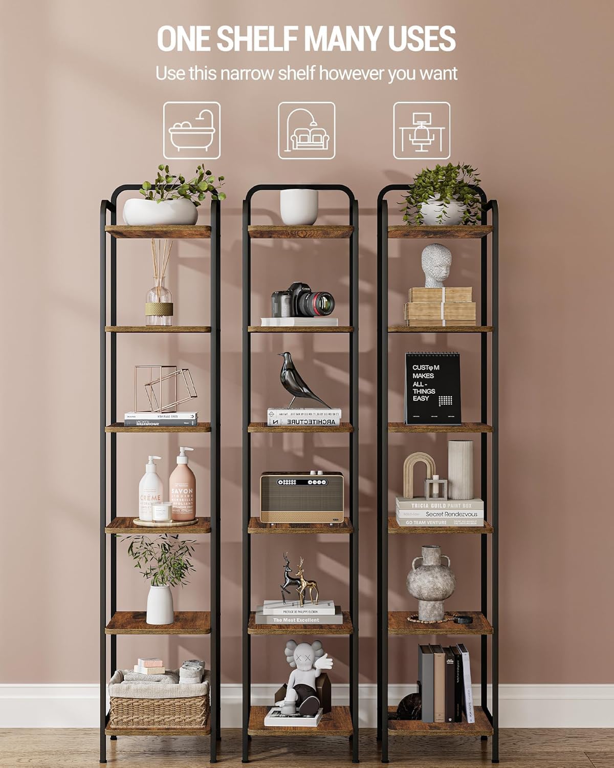Narrow Industrial Bookcase G79139