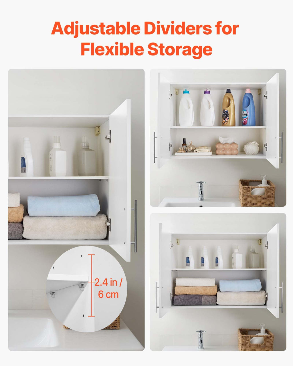 White 2-Tier Wall Mounted Cabinet with Adjustable Shelf Q123