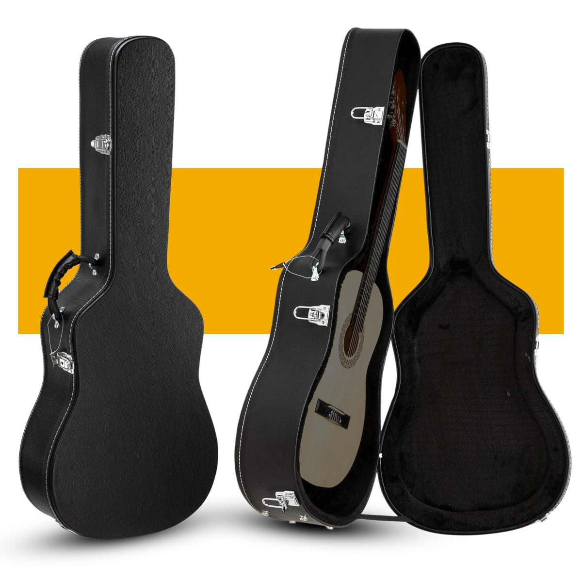 41 Inch Acoustic Guitar Hard Case with Lock Latch, Black K2941