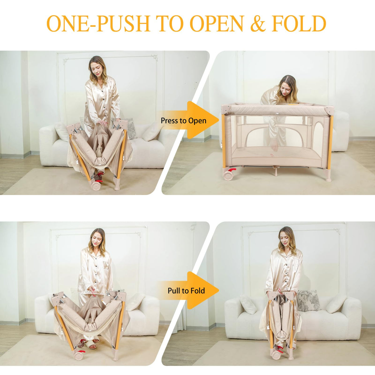 5-in-1 Foldable Baby Bassinet Playpen I235531